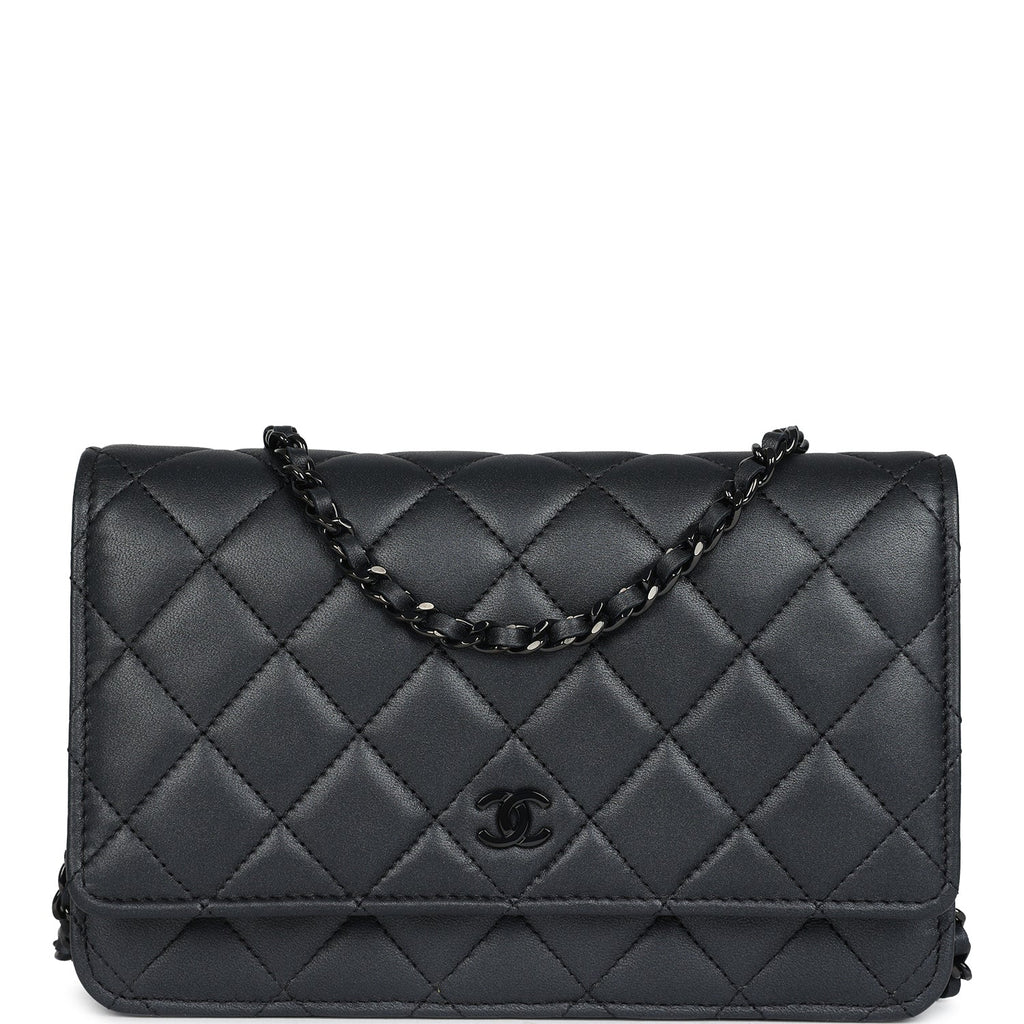 Chanel Classic Wallet On Chain WOC SO Black Iridescent Lambskin Black Hardware