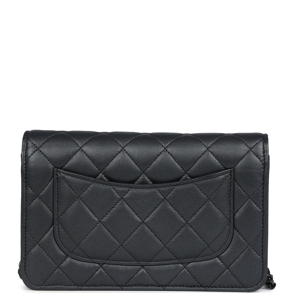 Chanel Classic Wallet On Chain WOC SO Black Iridescent Lambskin Black Hardware