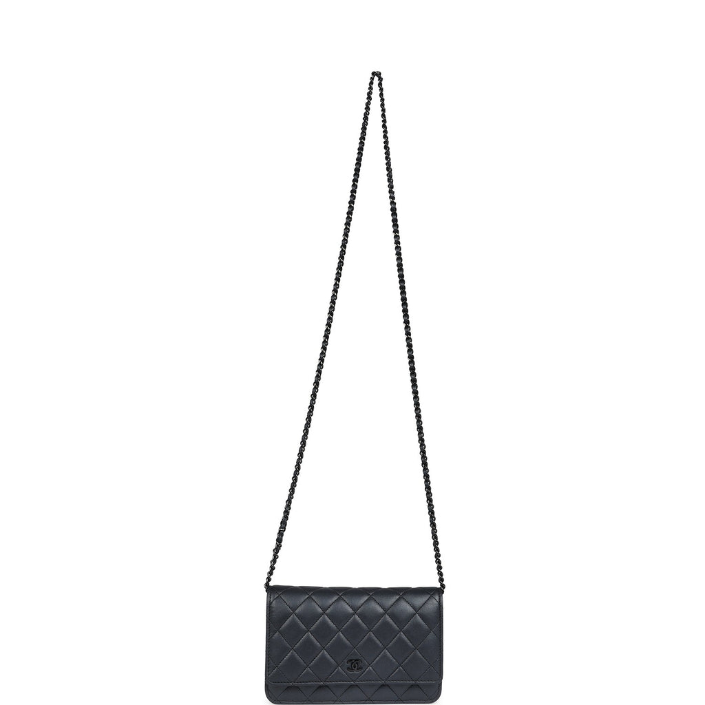 Chanel Classic Wallet On Chain WOC SO Black Iridescent Lambskin Black Hardware