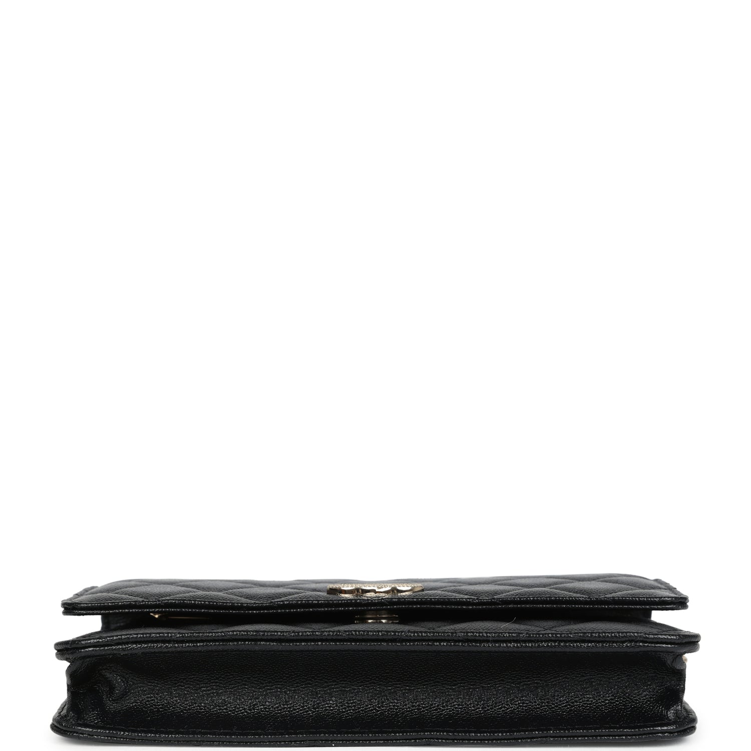 Chanel Wallet On Chain WOC Black Shiny Caviar Light Gold Hardware