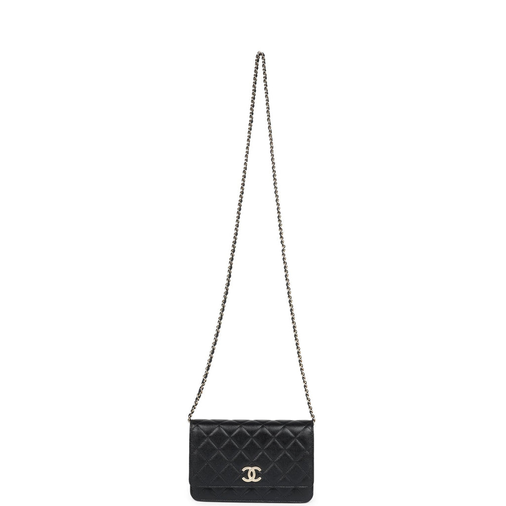 Chanel Wallet On Chain WOC Black Shiny Caviar Light Gold Hardware