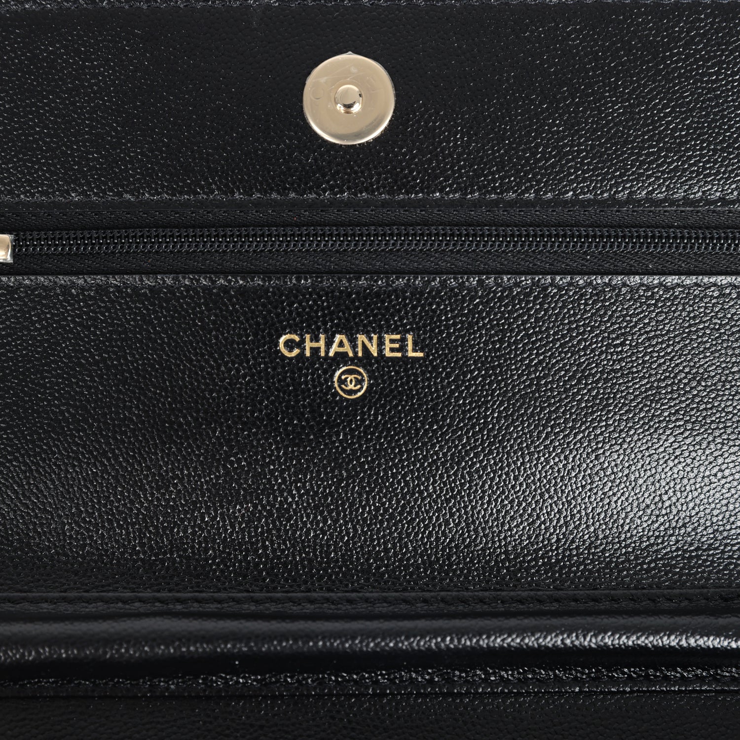 Chanel Wallet On Chain WOC Black Shiny Caviar Light Gold Hardware