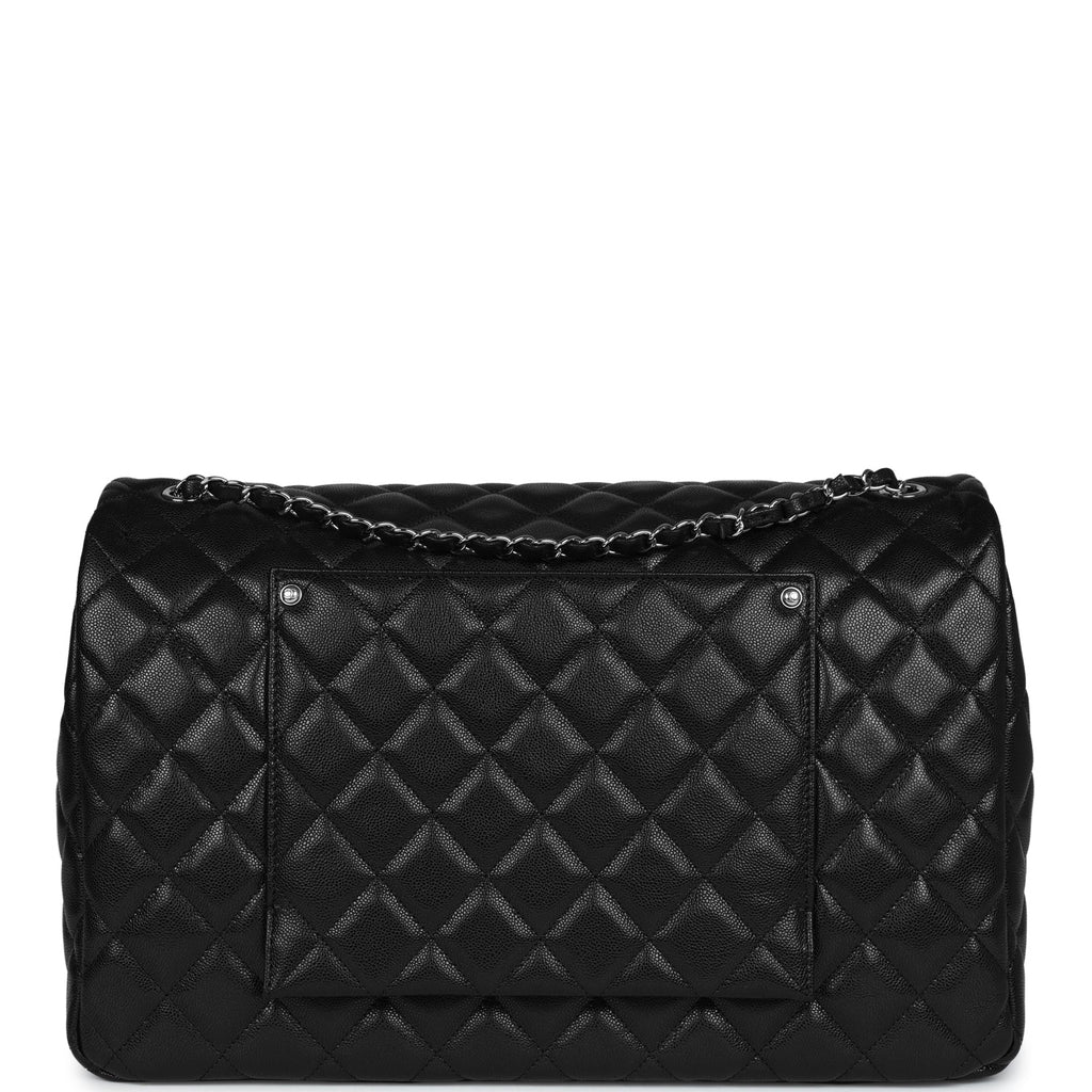 Chanel XXL Flap Bag Black Shiny Caviar Light Gold Hardware