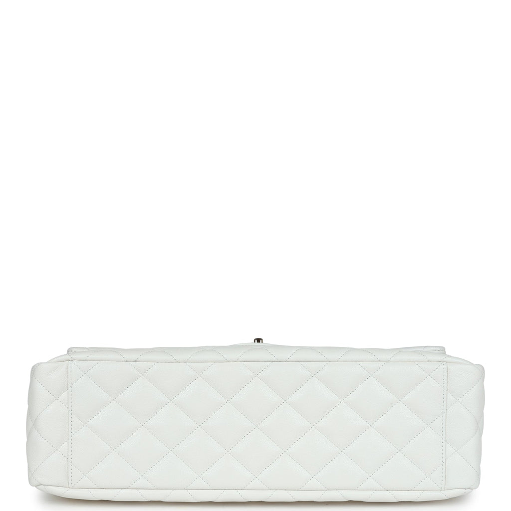 Chanel XXL Flap Bag White Shiny Caviar Light Gold Hardware