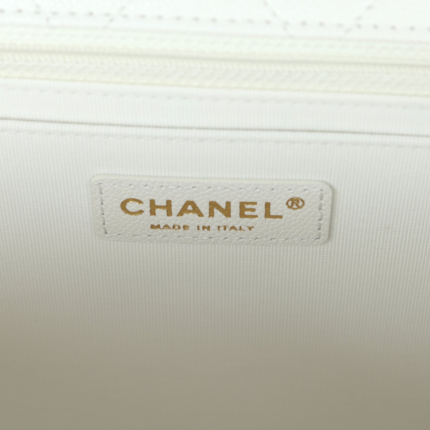 Chanel XXL Flap Bag White Shiny Caviar Light Gold Hardware