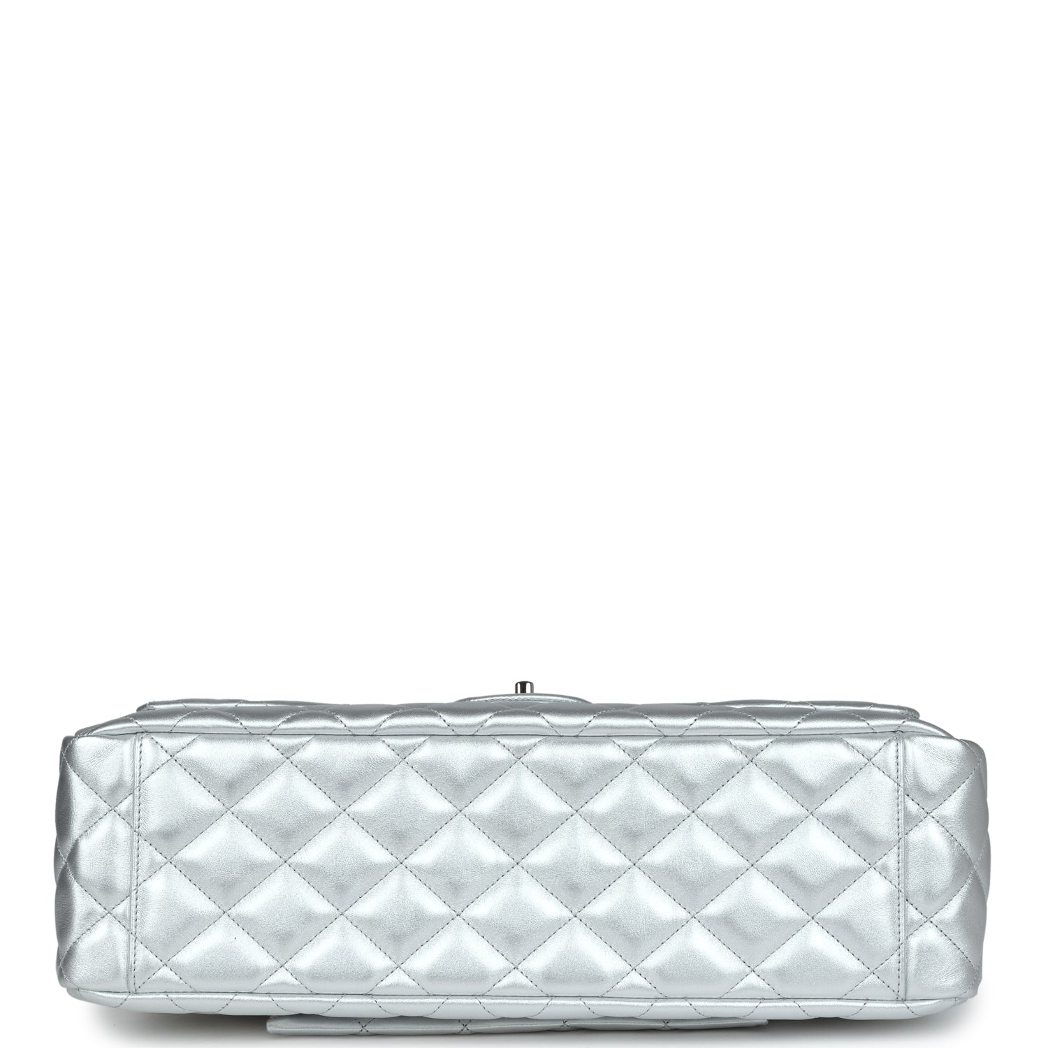 Chanel XXL Flap Bag Silver Metallic Lambskin Silver Hardware