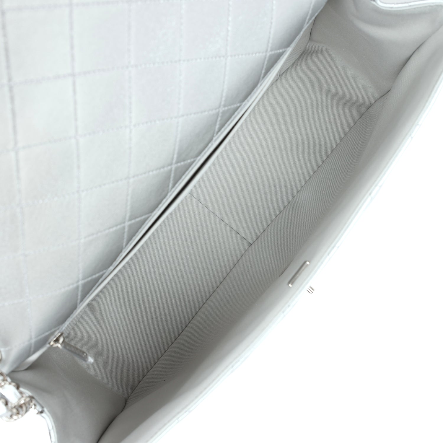 Chanel XXL Flap Bag Silver Metallic Lambskin Silver Hardware
