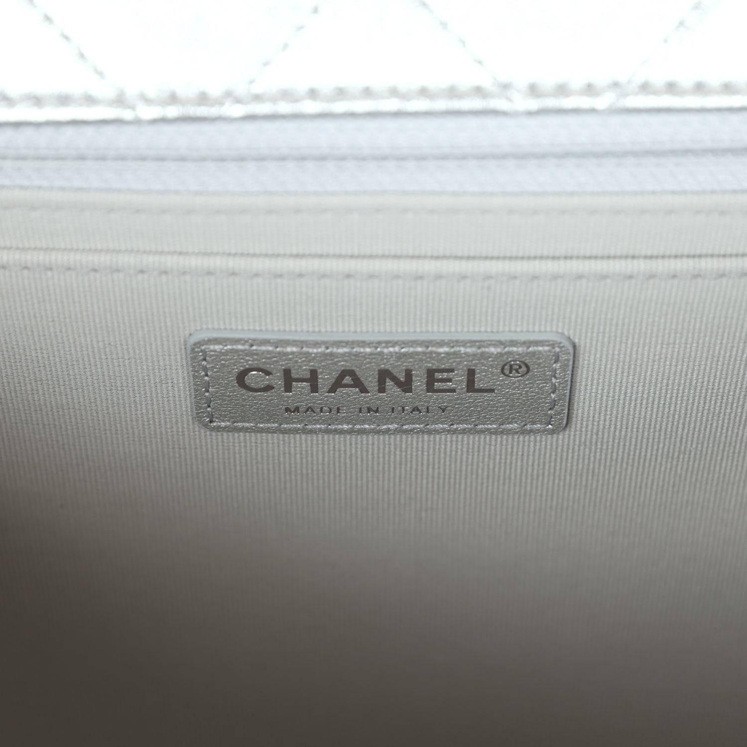 Chanel XXL Flap Bag Silver Metallic Lambskin Silver Hardware