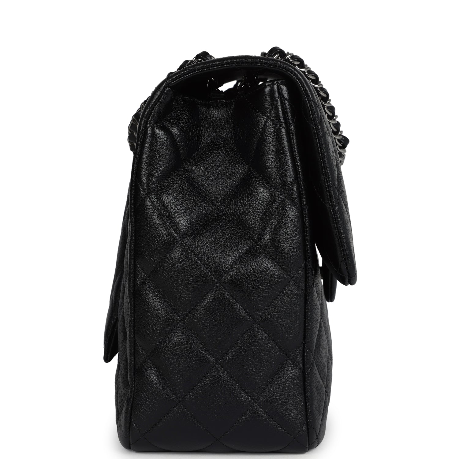 Chanel XXL Classic Single Flap Bag SO Black Shiny Caviar Ruthenium Hardware