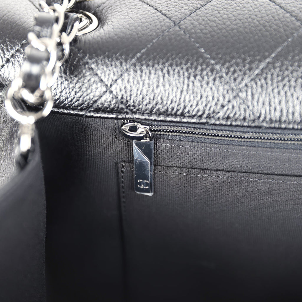 Chanel XXL Classic Single Flap Bag SO Black Shiny Caviar Ruthenium Hardware