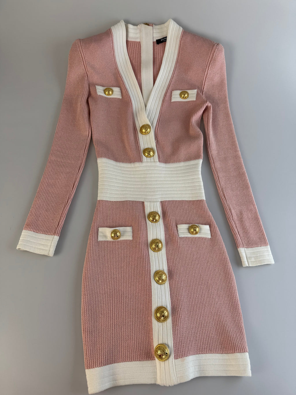 Balmain pink white dress FR 34
