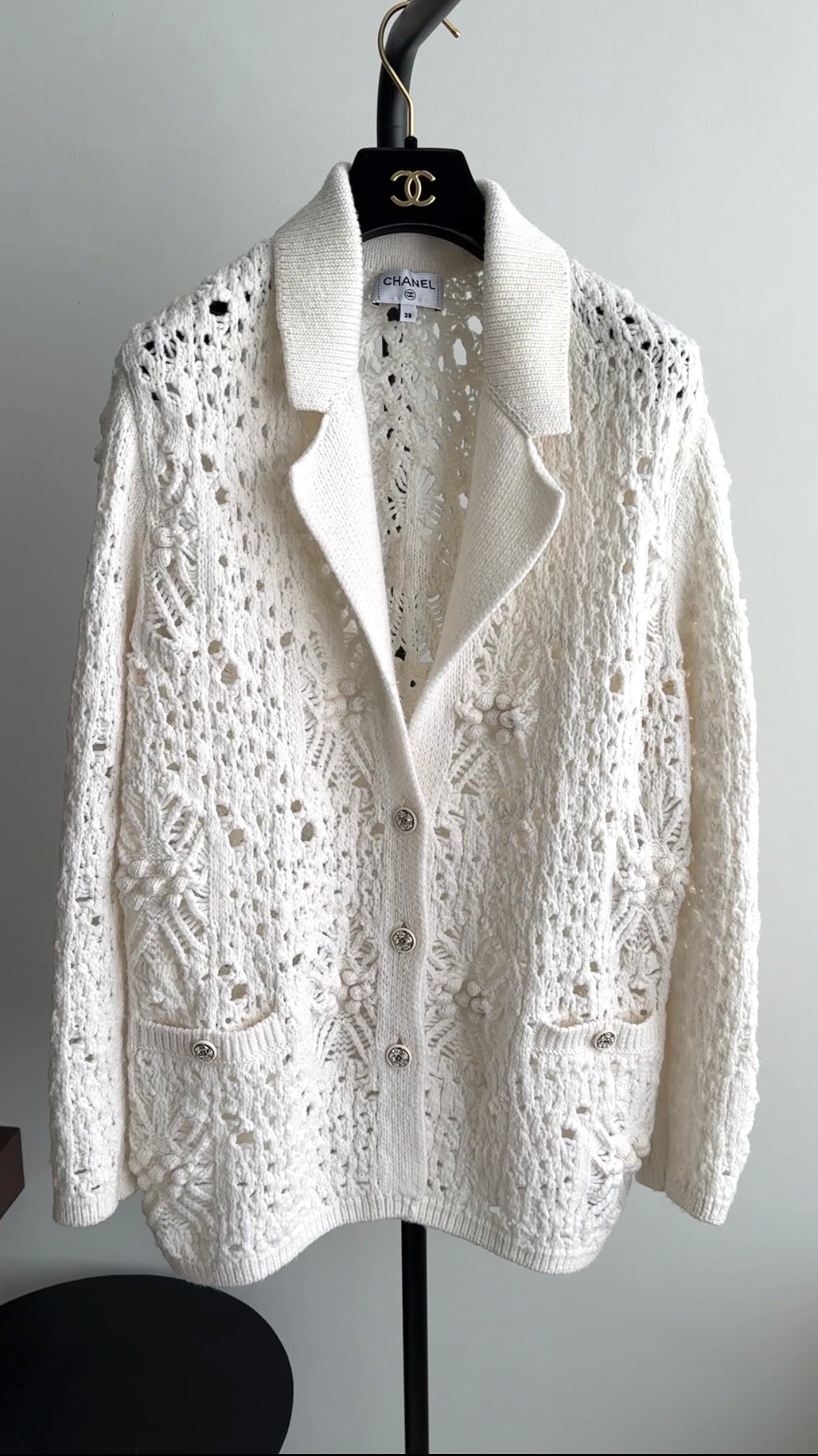 Chanel 22C Ivory Chunky Knit Cashmere igan - FR38