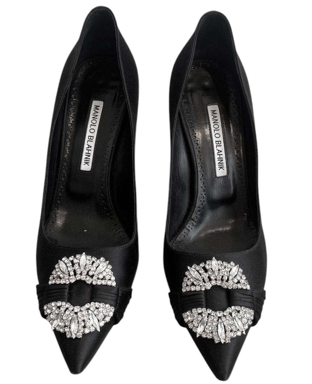 Manolo Blahnik Satin Crystal Pumps