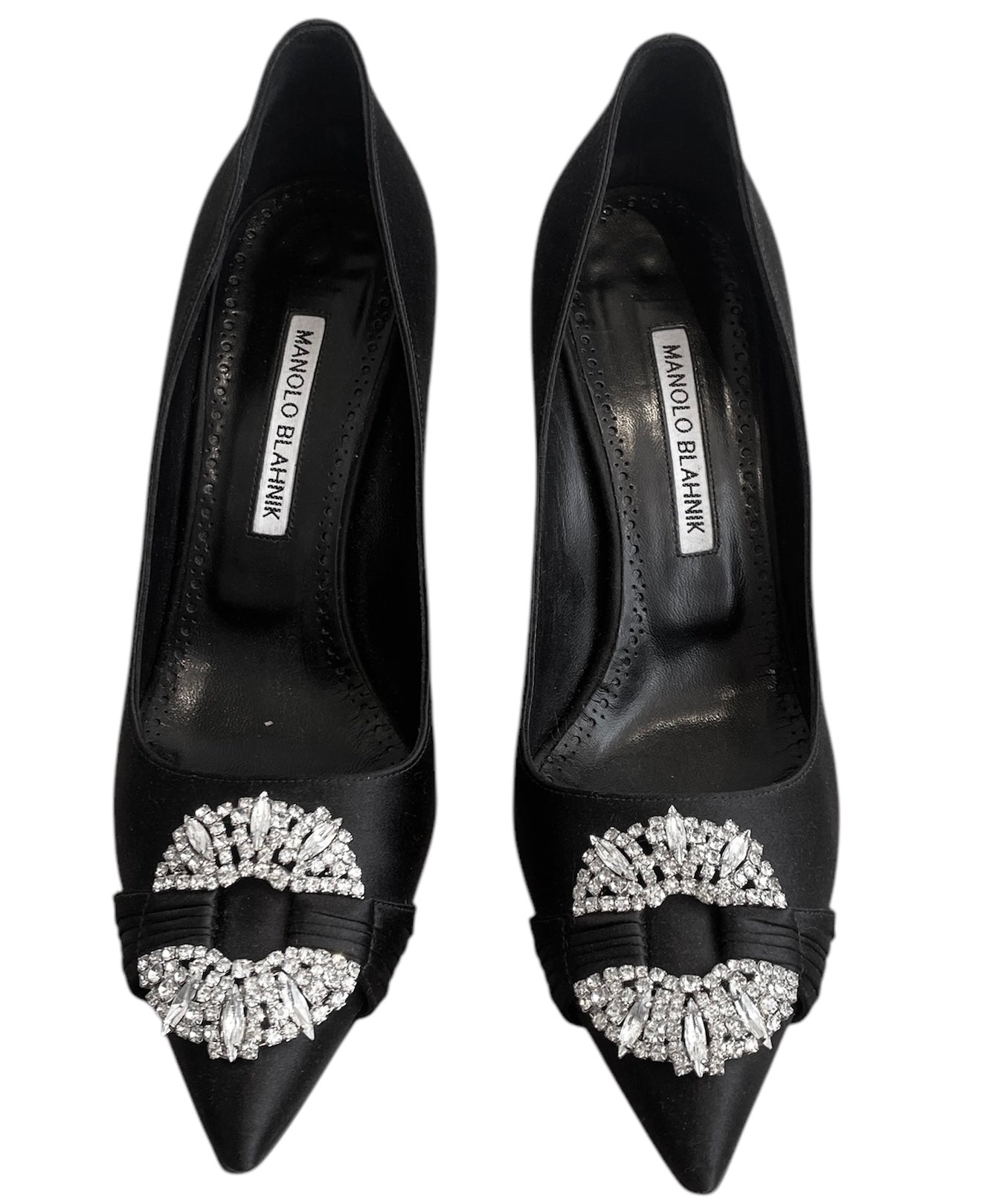 Manolo Blahnik Satin Crystal Pumps