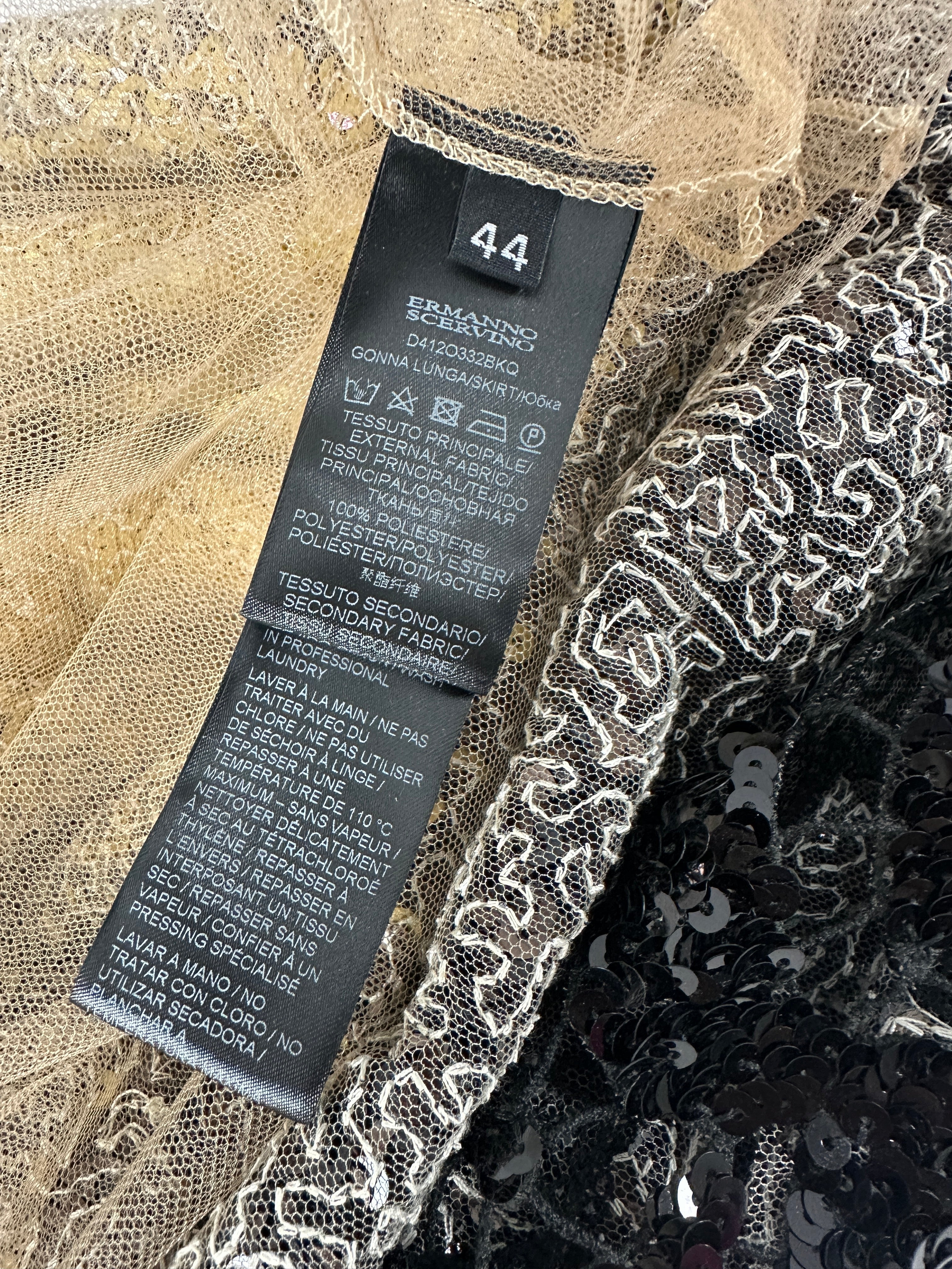 Ermanno Scervino Yellow to Black Ombre Sequin Long Skirt - IT44 / USA 8
