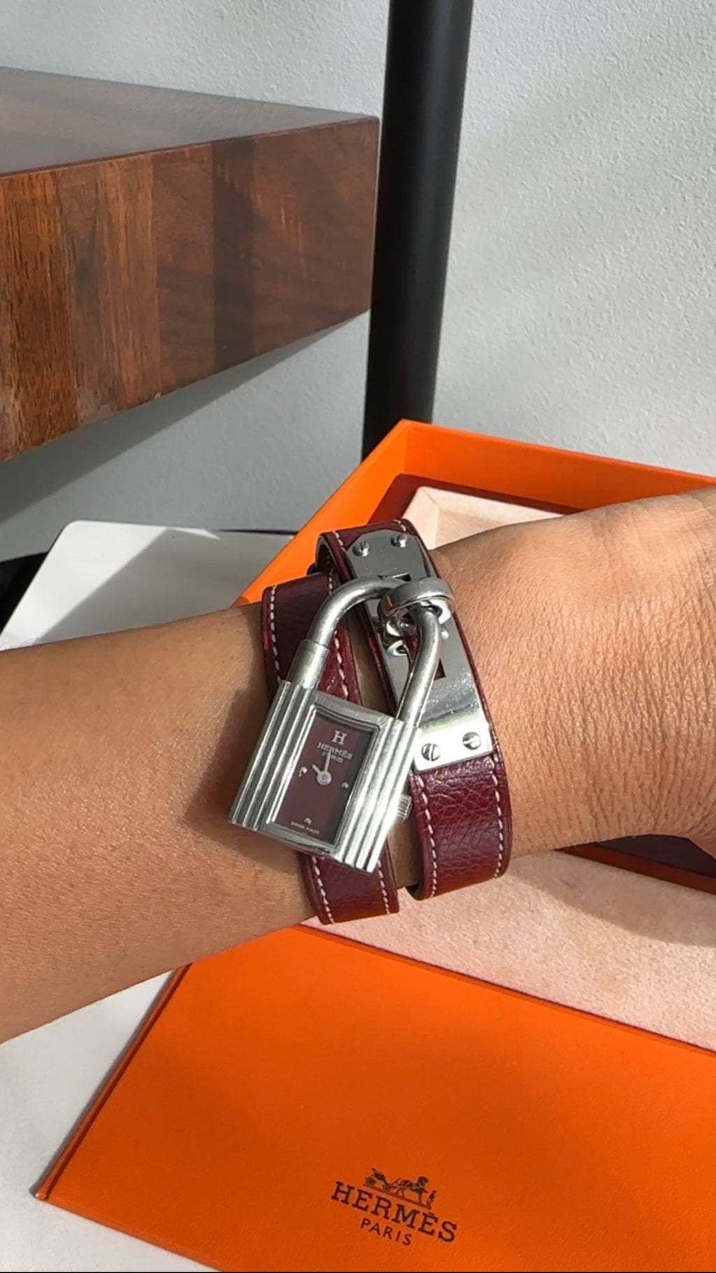 Hermes Bordeaux Vintage 2002 Kelly Double Tour Bracelet Watch