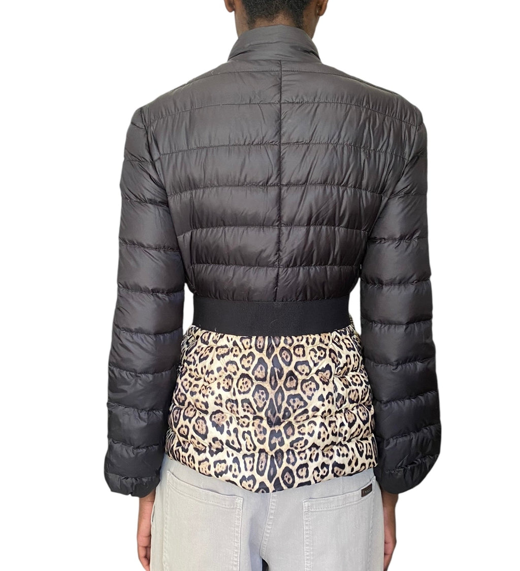 Moncler Black Animal Print Puffer Jacket - 0 / XXS