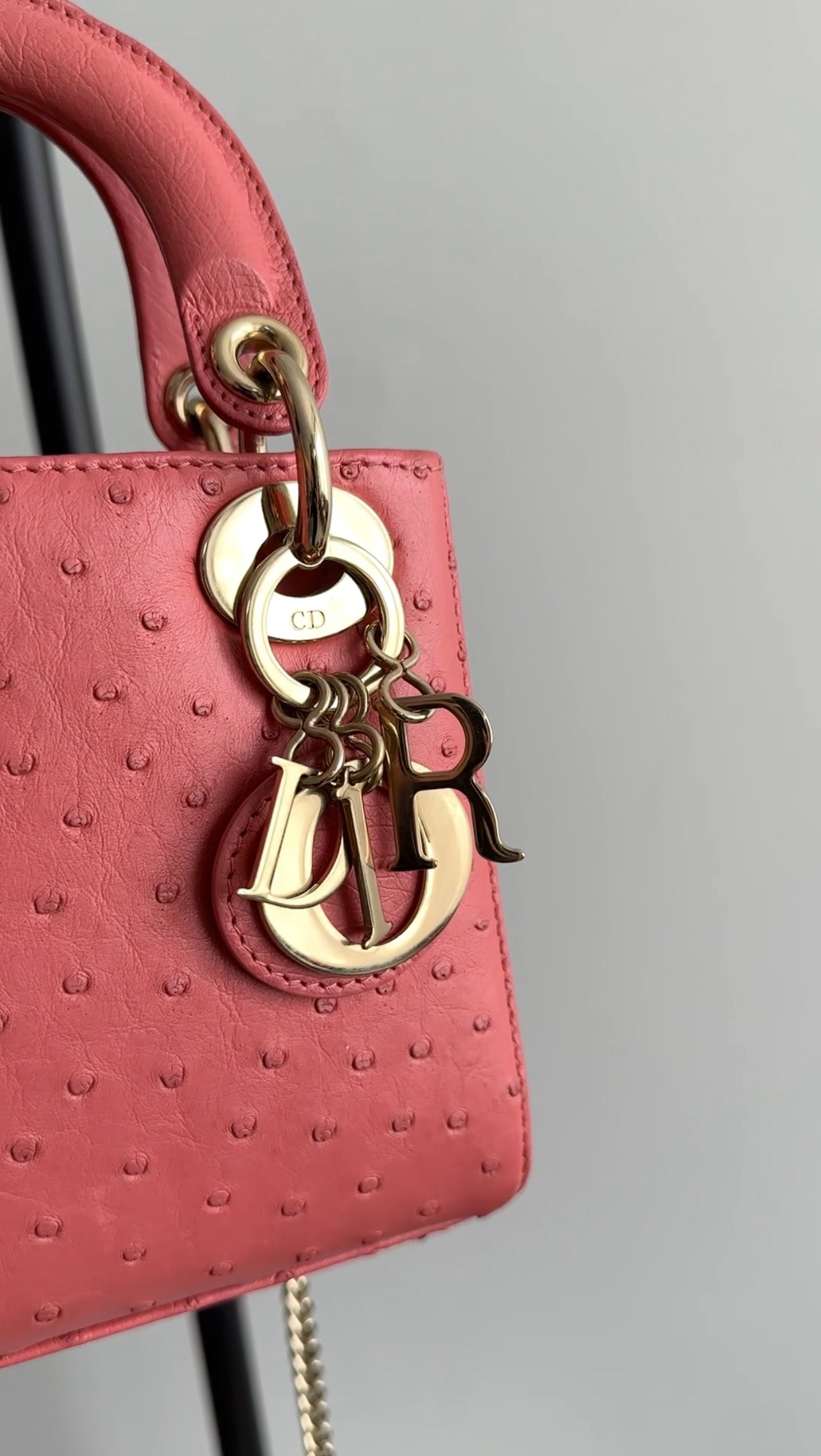 Christian Dior Lady Dior Pink Ostrich Mini Bag