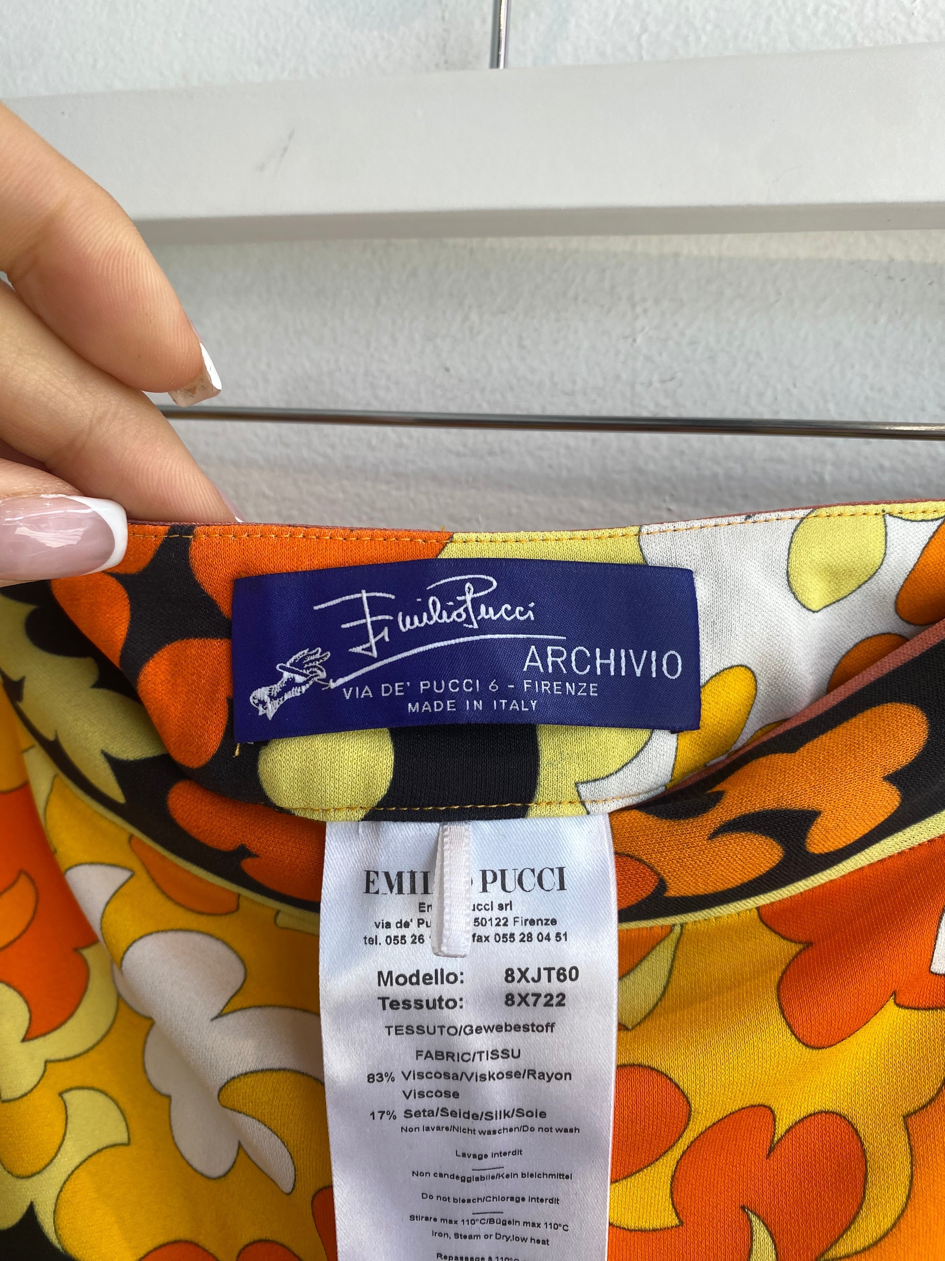 Pucci Orange Printed High Waist Pant - US 6