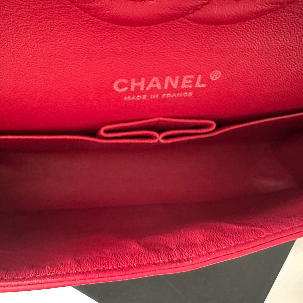 Chanel Red Medium Timeless Flap Bag with Silver Hardware