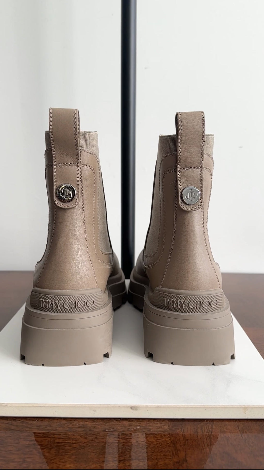 Jimmy Choo Taupe Leather Veronique Ankle Boots - 38 / 37