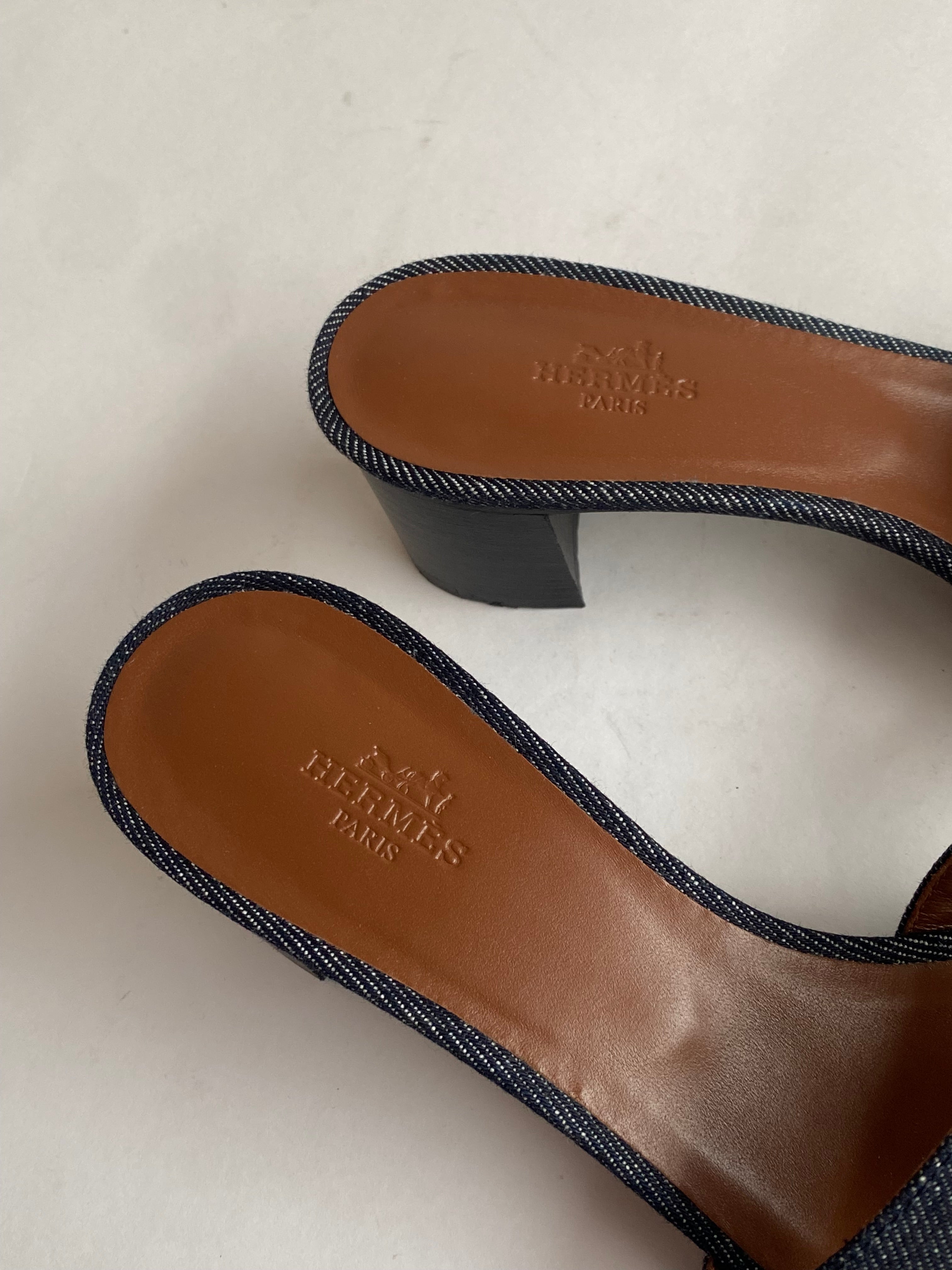 Hermes Blue Oasis Denim Mule - 38.5