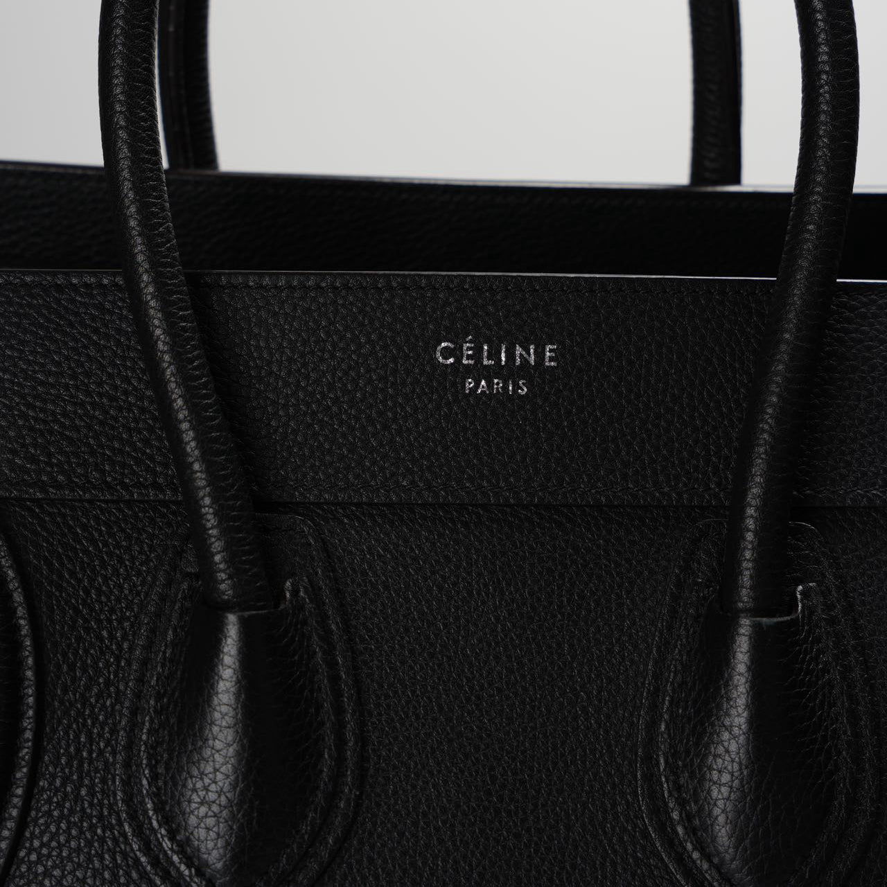 CELINE Micro Luggage Leather Handbag in Black