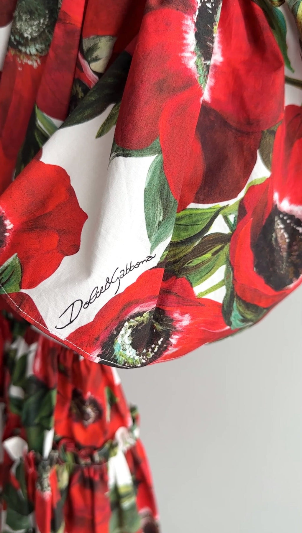 Dolce & Gabbana Red Poppies Floral Off-Shoulder Dress - IT44 / 8 / M