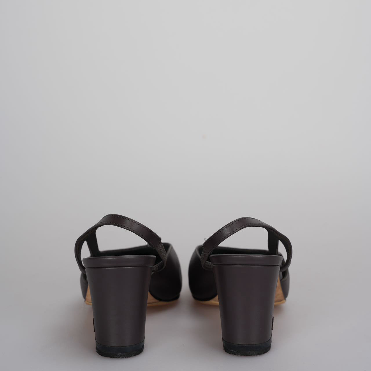 Chanel Black Brown Slingback Pumps with CC logo 35