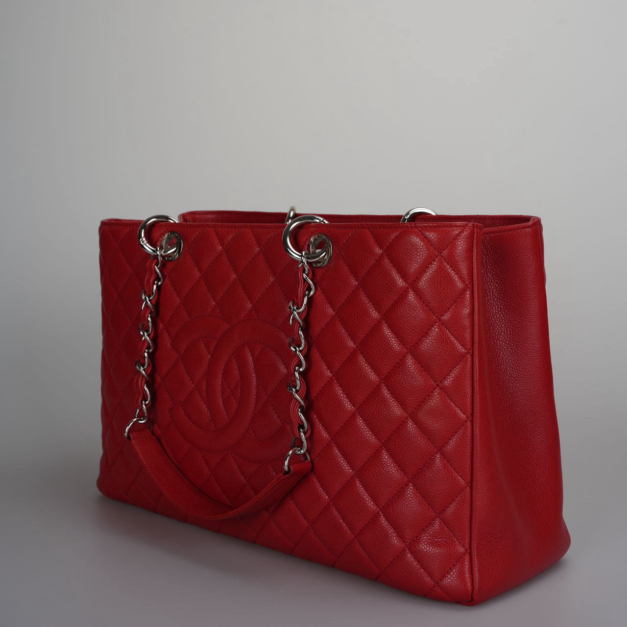 Chanel Red Large Grand Shopping Tote Red GST Bag in Caviar 2011-2012