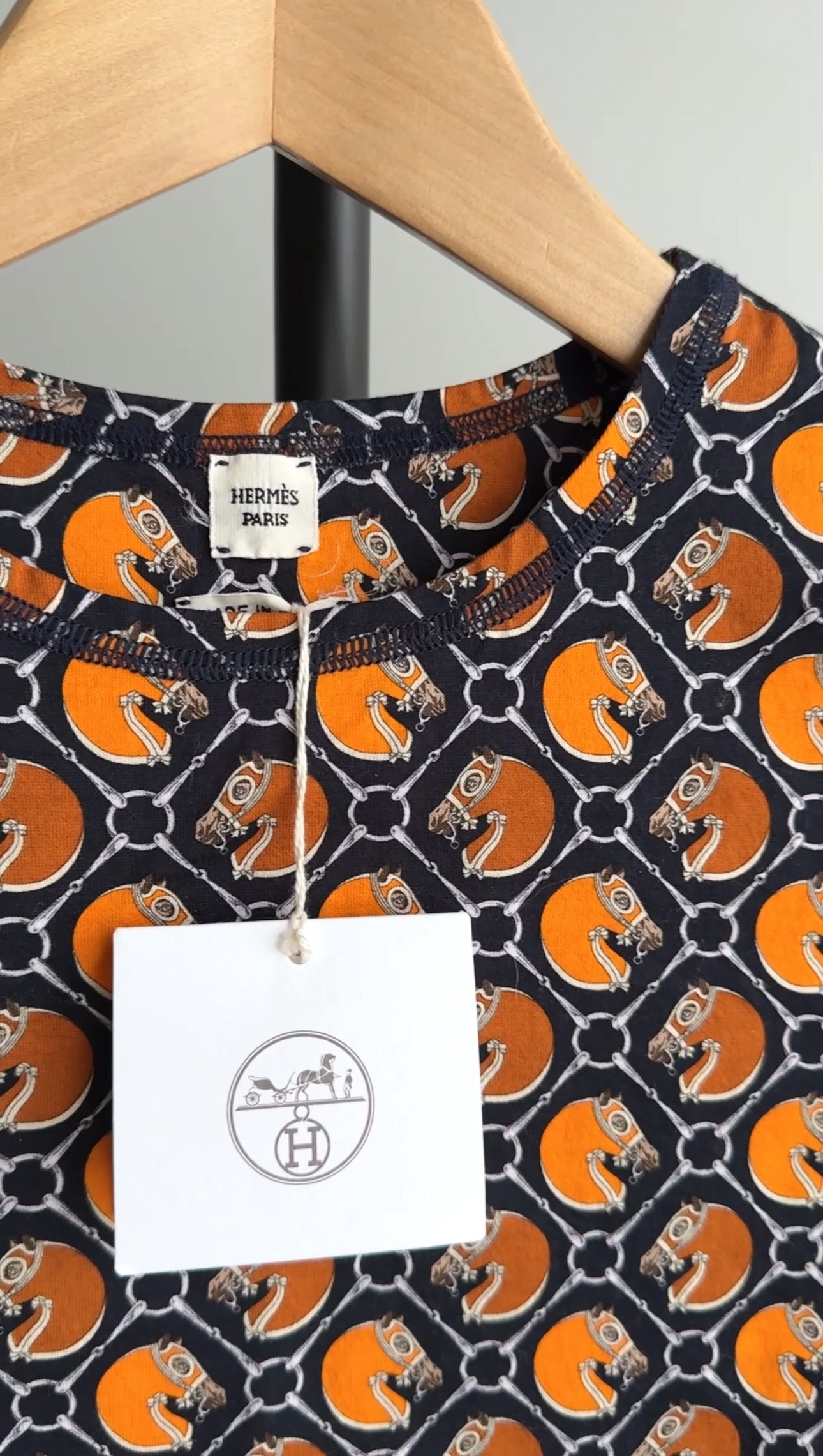 Hermes Orange Horse Pattern T Shirt - FR36
