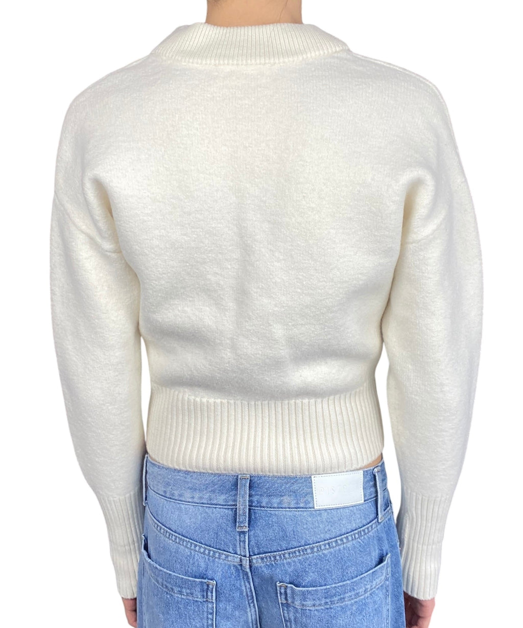 Ami Paris White Wool Logo igan - XS
