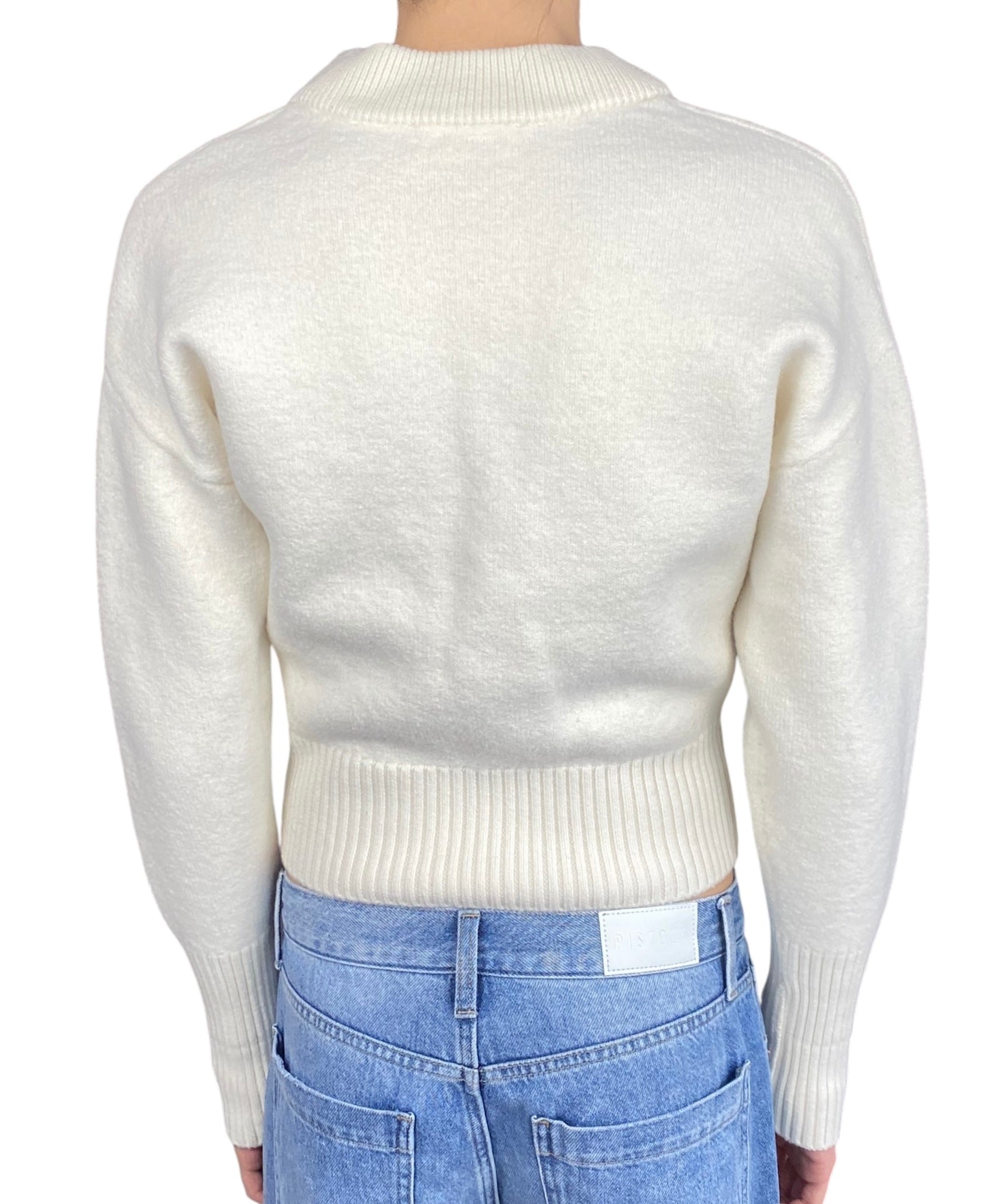 Ami Paris White Wool Logo igan - XS