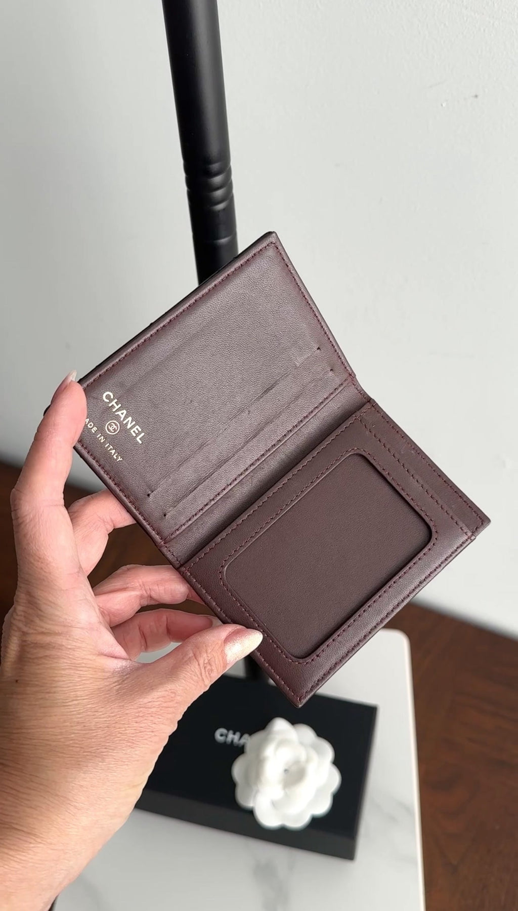 Chanel Black Lambskin Quilted Bifold  Holder Wallet