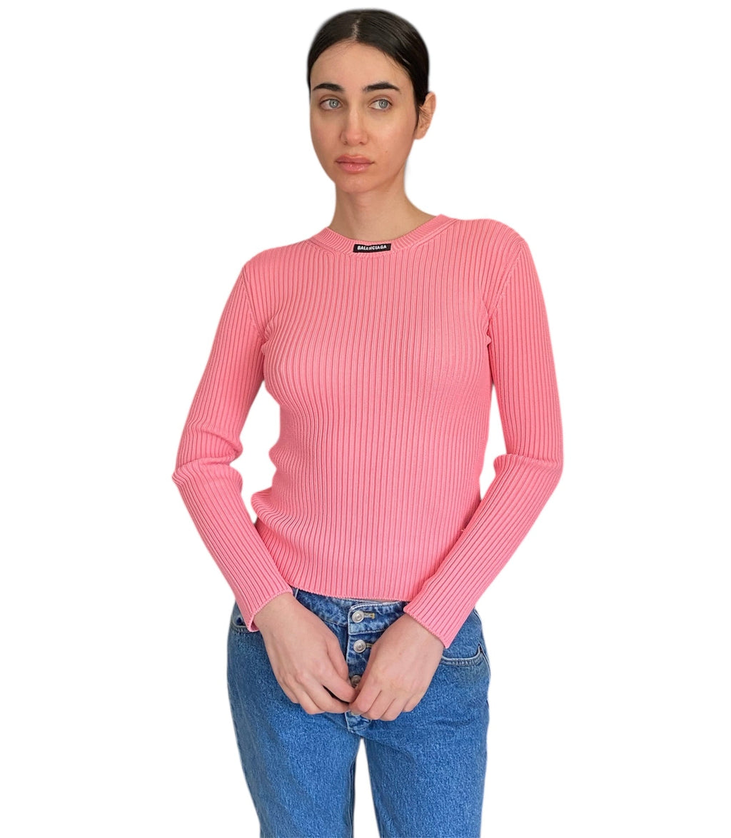 Balenciaga Pink Knit Rib Top - XS / S