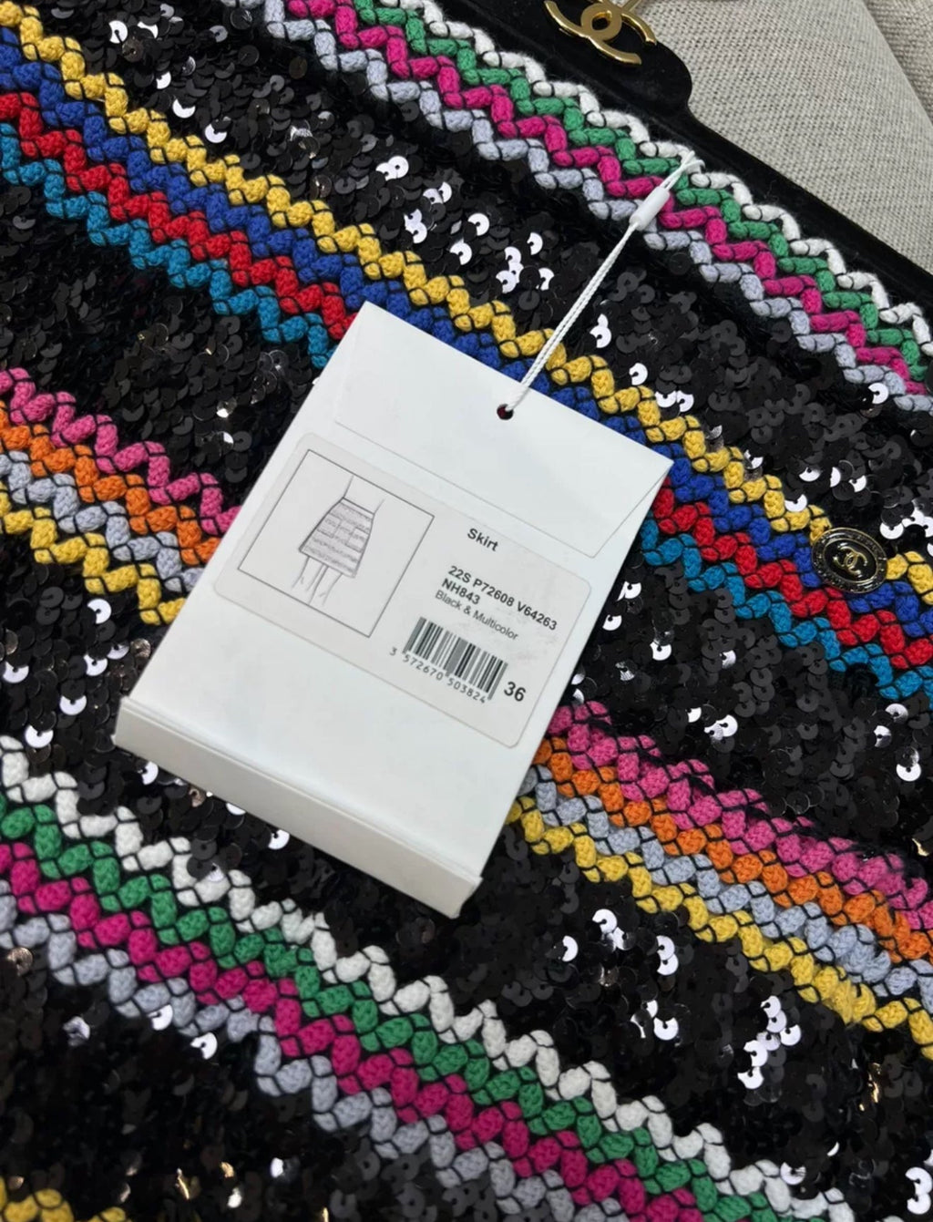 Chanel 22S Black & Multicolor Skirt
