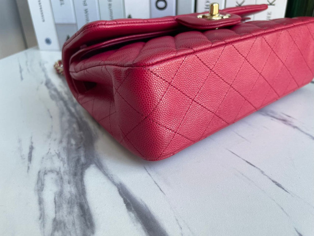 Chanel Red Timeless Flap Bag Caviar Leather Small Size