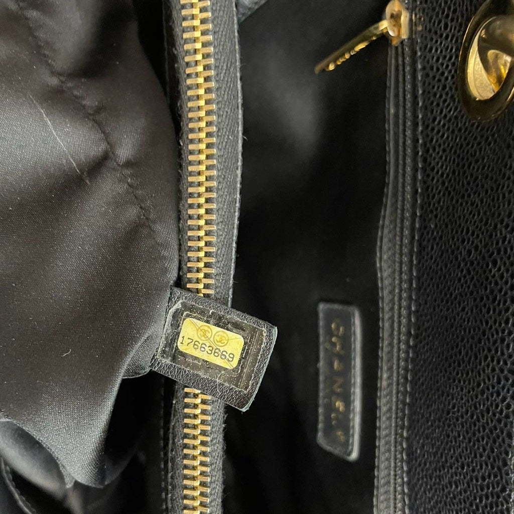 Chanel Medium Grand Shopping Tote Black GST Bag in caviar Leather with Gold Hardware from 2013