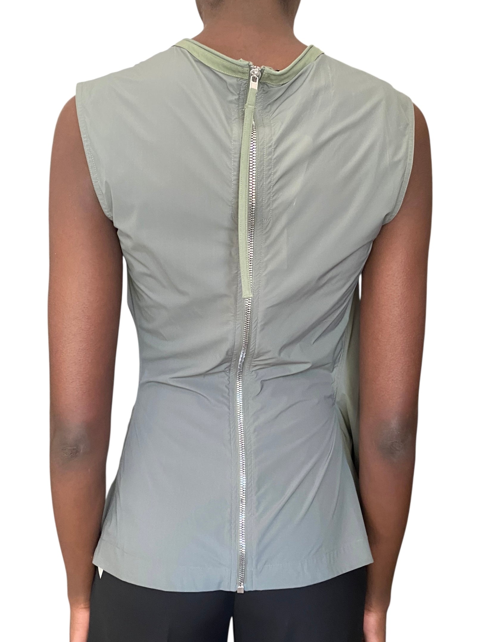 Rick Owens Sage Green SS 18 Gathered Tank - US 6
