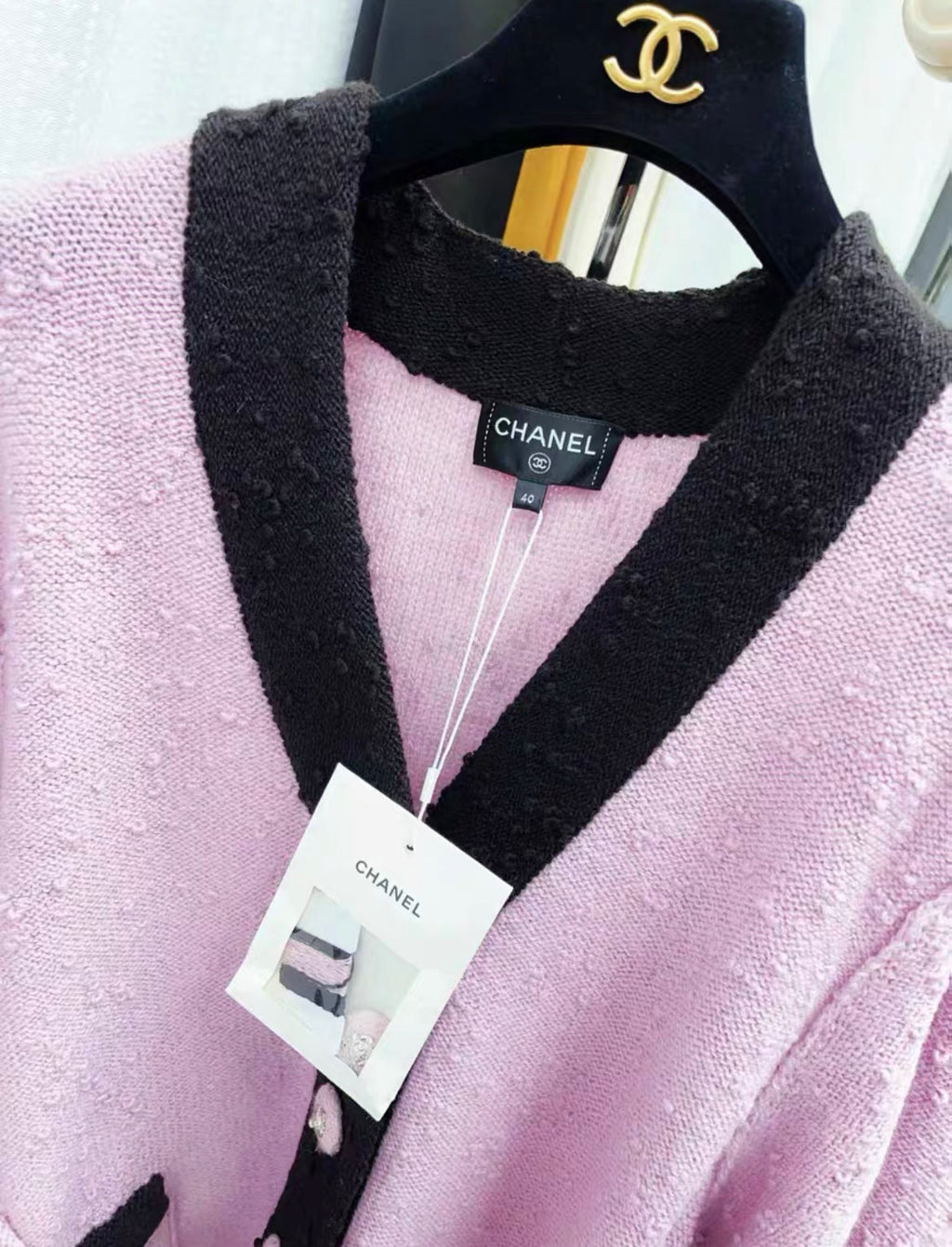 Chanel 24 Fall/Winter Wool Pink & Black igan size 40