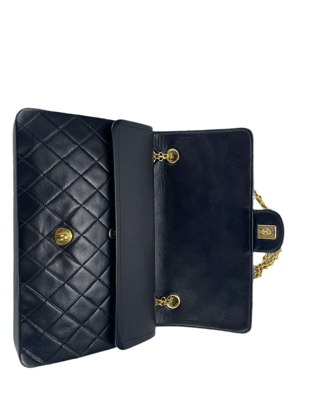 Chanel Black Vintage Medium Classic Double Flap Bag with 24K Gold Hardware