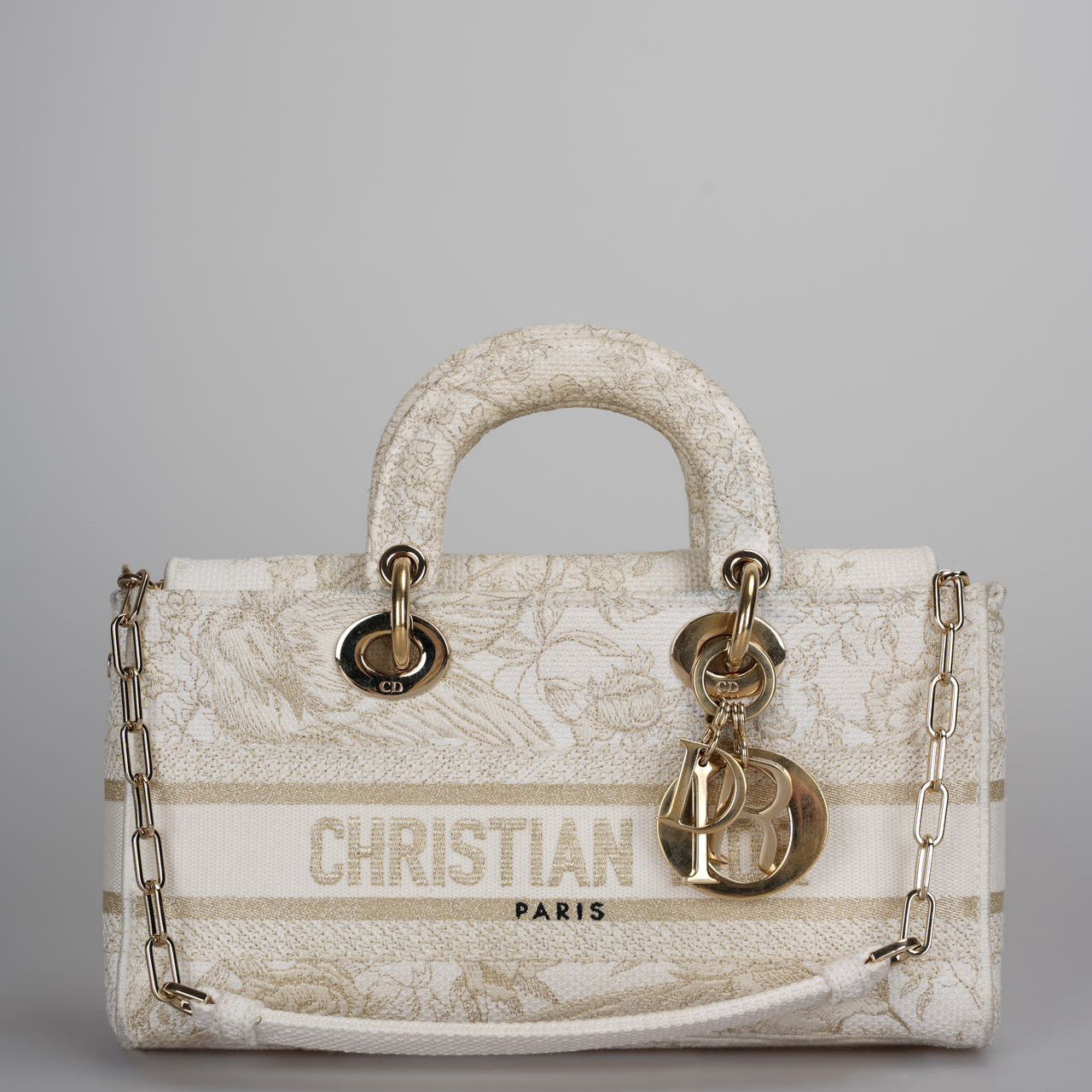 Christian Dior Lady D-Joy Bag in Beige Canvas