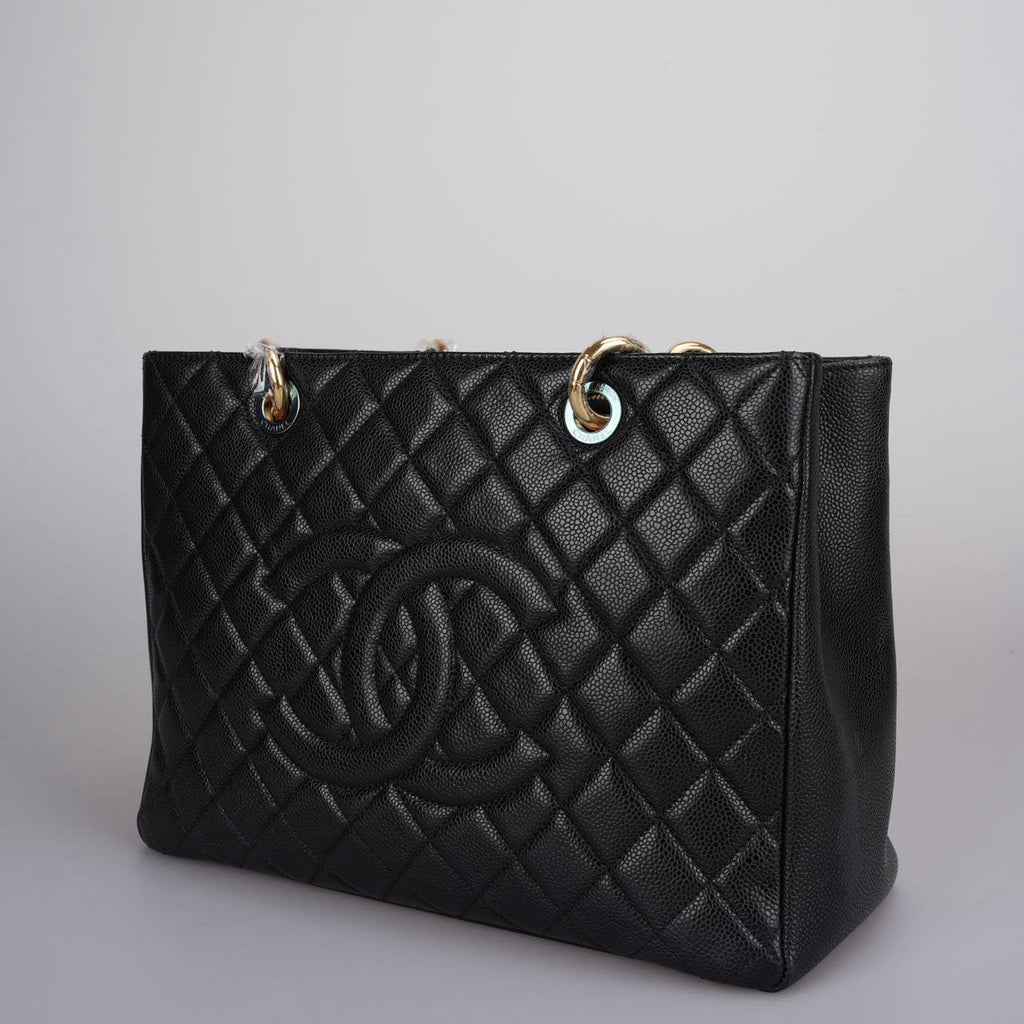 Chanel Grand Shopping Tote Black GST Bag in Caviar Leather with Gold Hardware