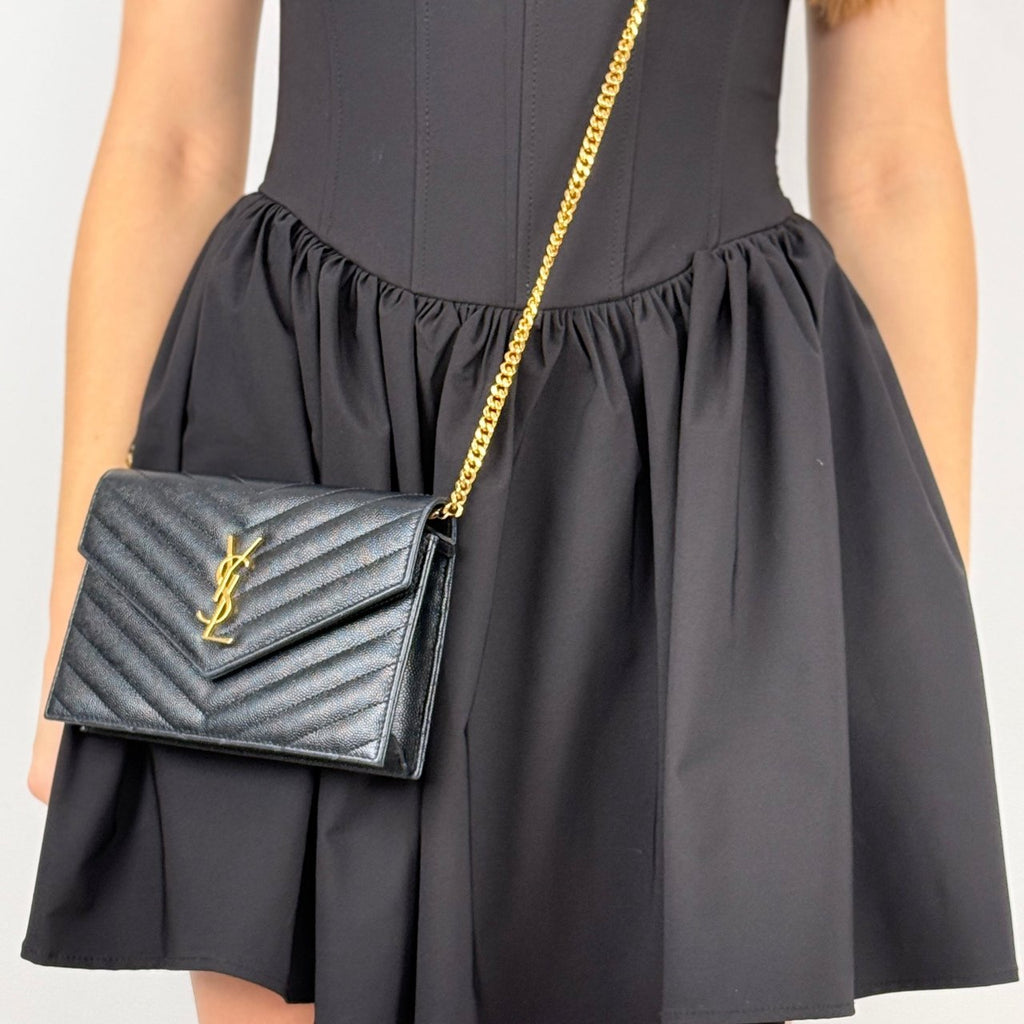 Saint Laurent YSL Chain Wallet Monogram Nero Wallet On A Chain bag