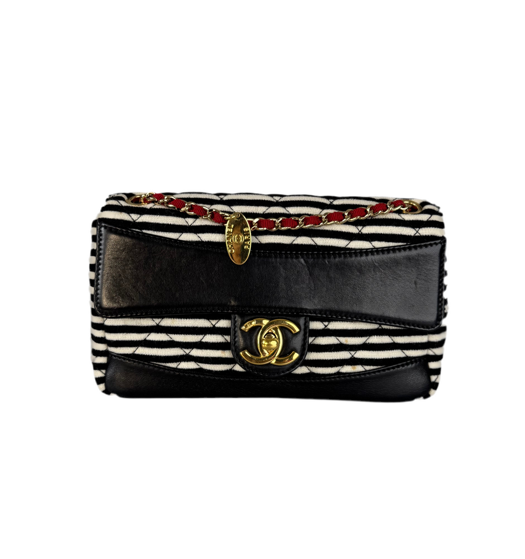 Chanel Sailor Bag Blue 2014 Striped Mini Rectangle Classic Single Flap Shoulder Bag