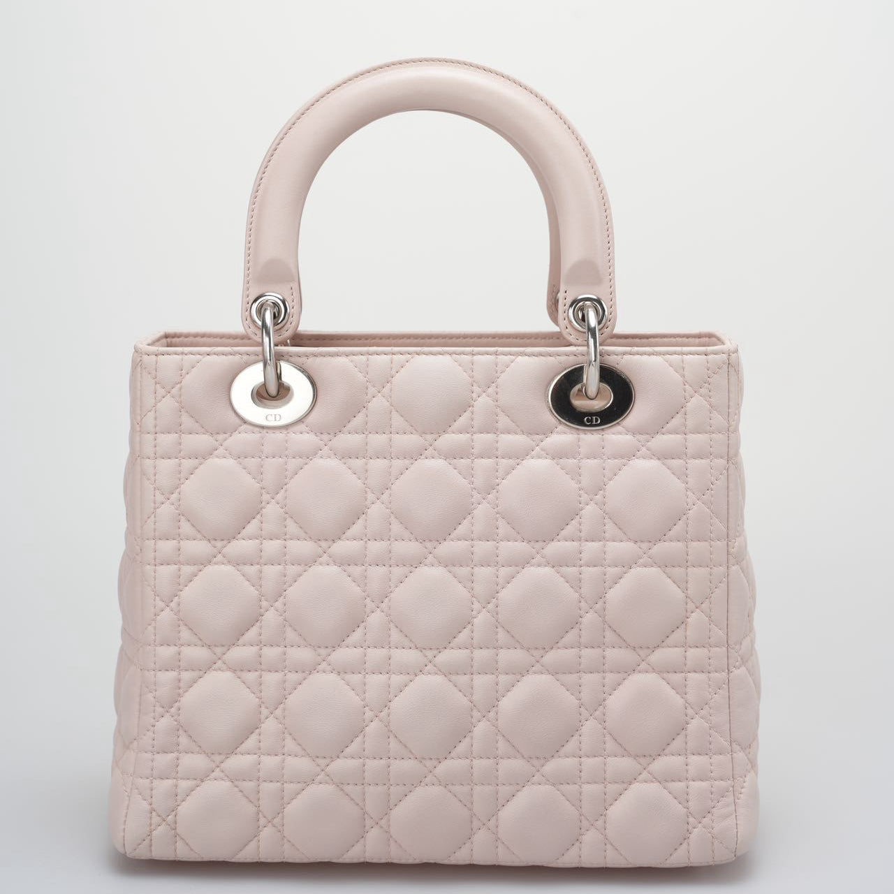Christian Dior Cherry Blossom Pink Lady Dior Bag in Lambskin with Silver Hardware