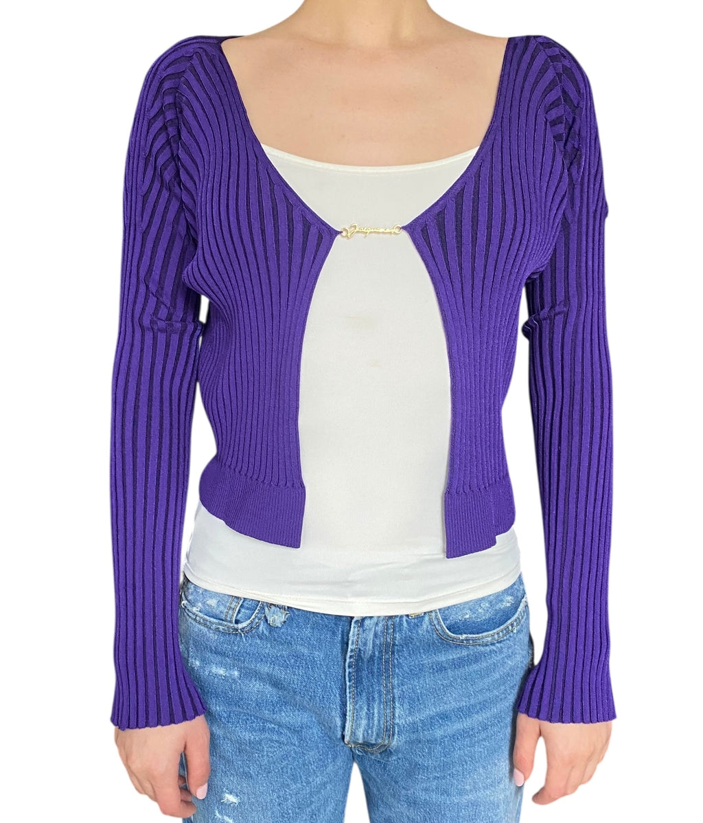 Jacquemus Purple Knit Logo igan - FR 36 / US 4.