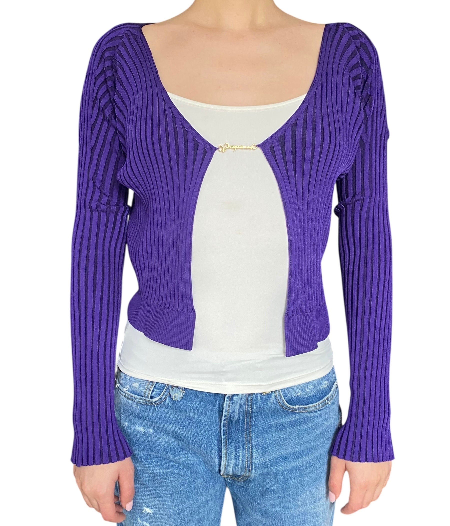 Jacquemus Purple Knit Logo igan - FR 36 / US 4.