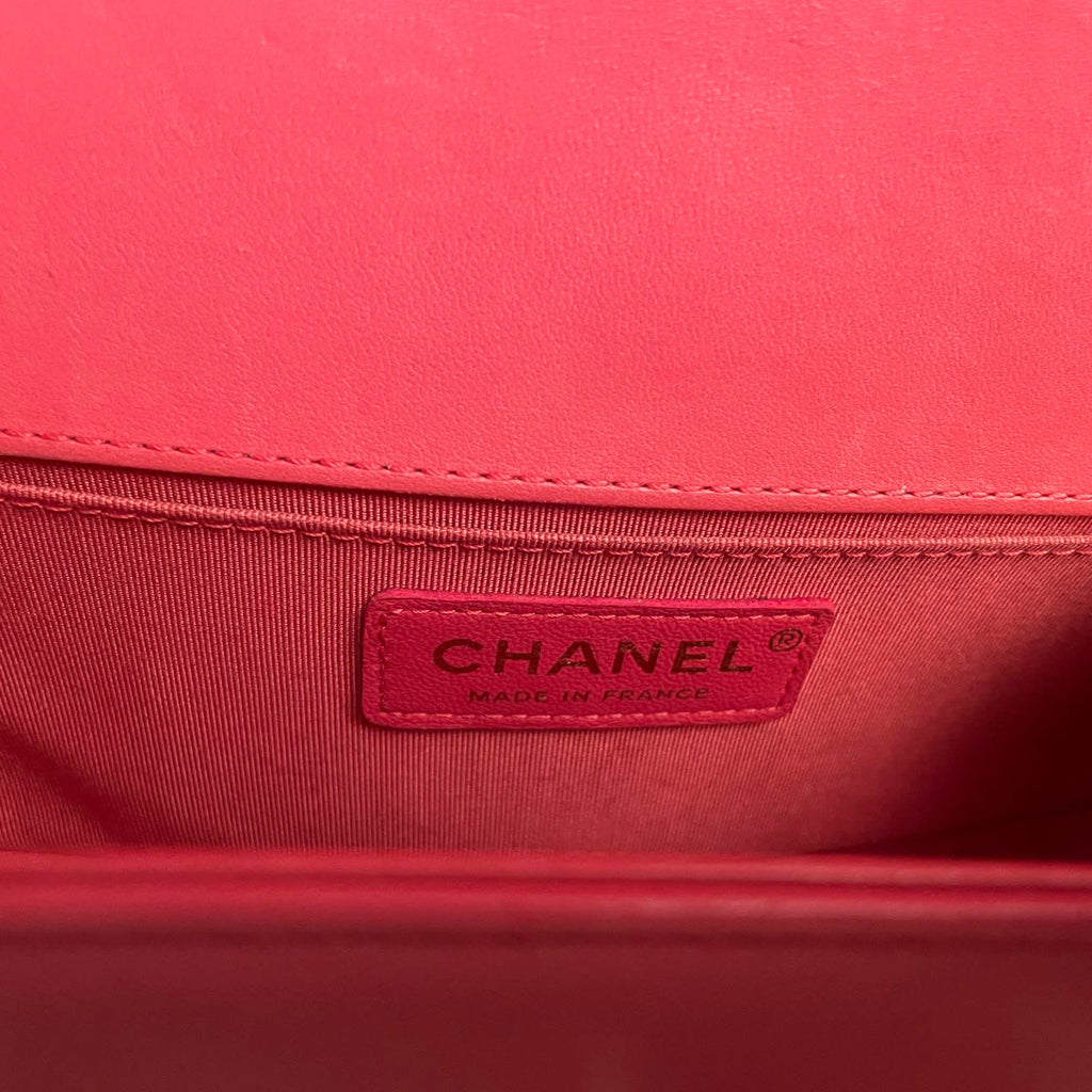 Chanel Lambskin Quilted Small Boy Flap Bag in Pink with Gold Hardware