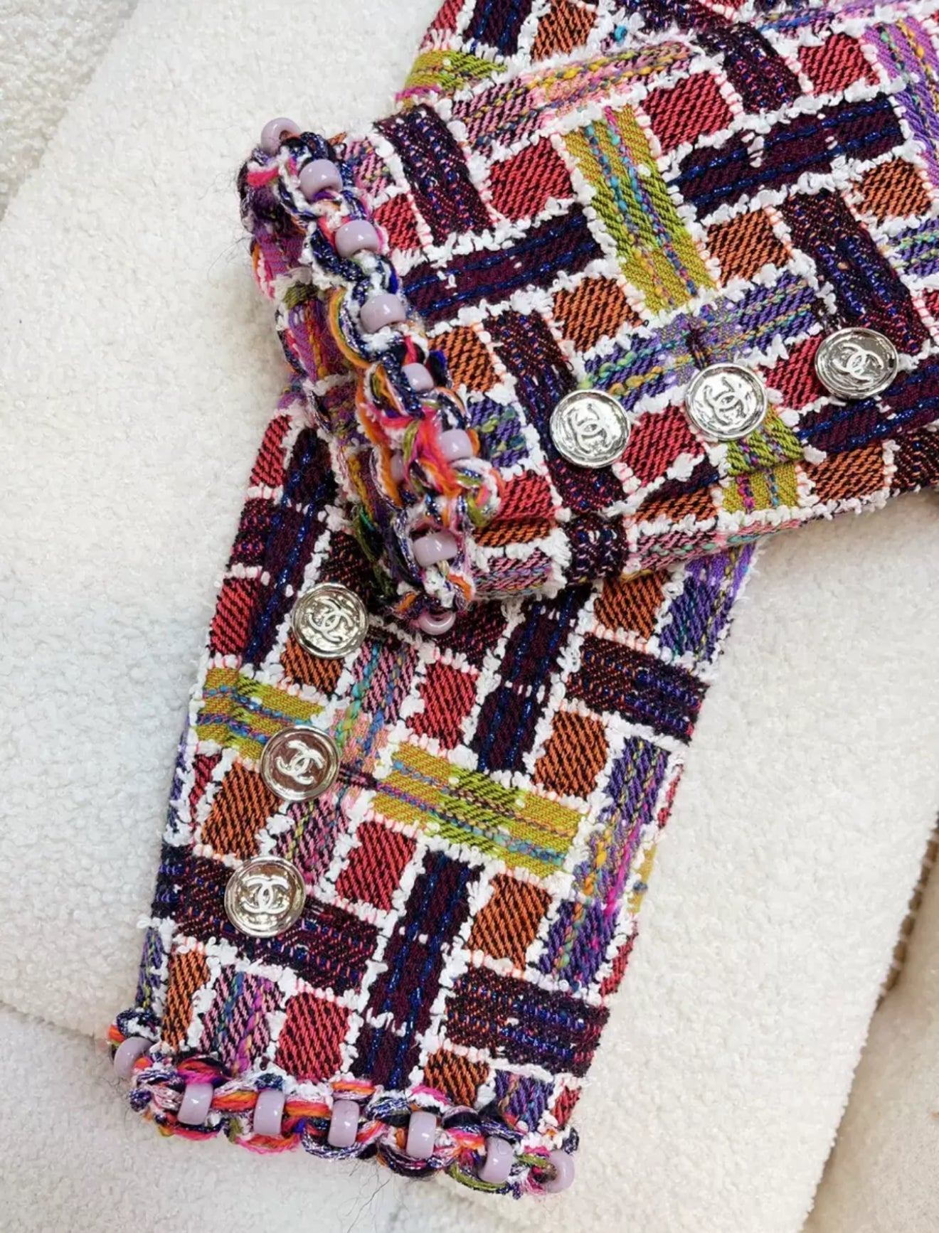 Chanel 23A purple sequin tweed jacket